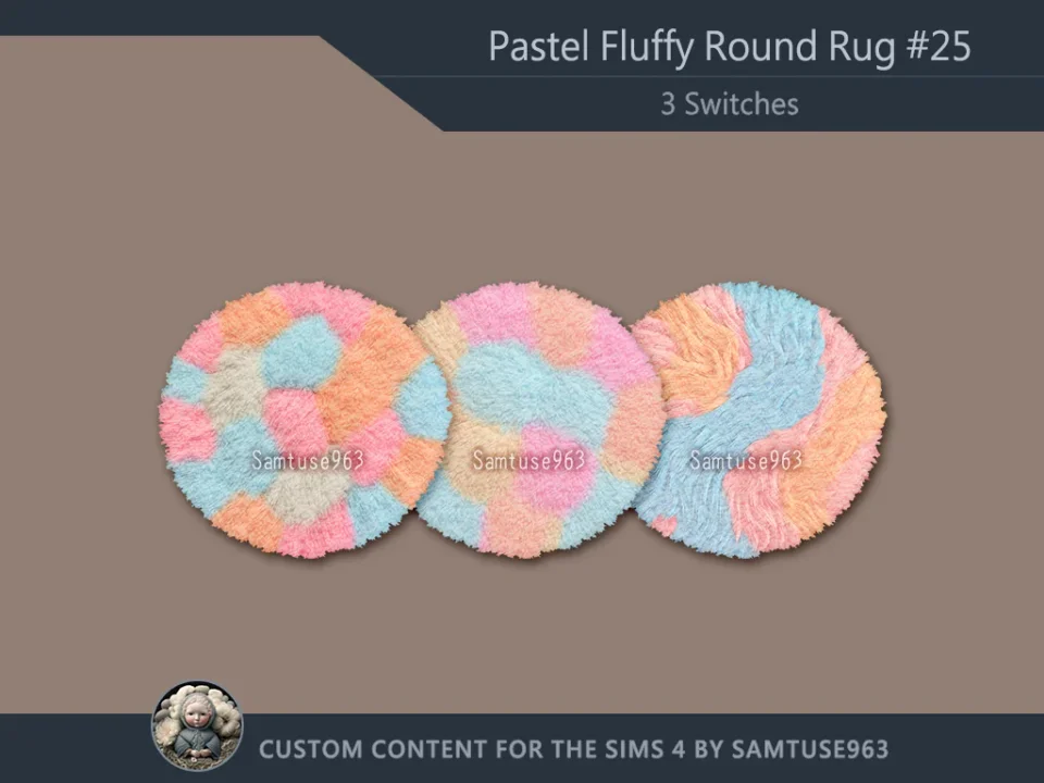 Pastel Fluffy Round Dance Rug #25 Samtuse963