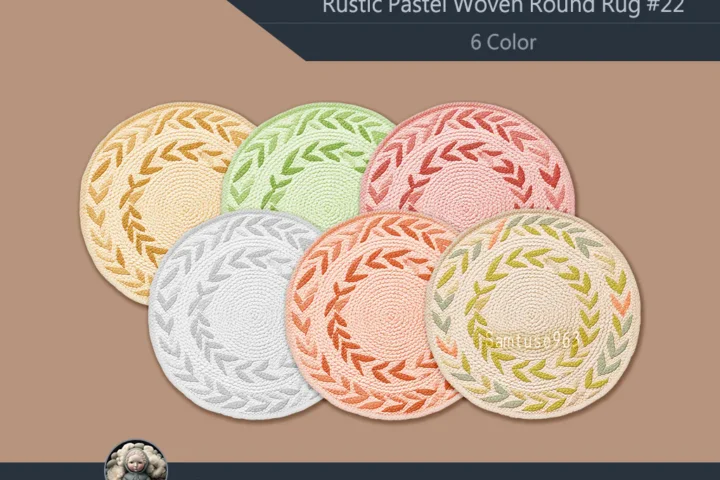 Rustic Pastel Woven Round Dance Rug #22 Samtuse963