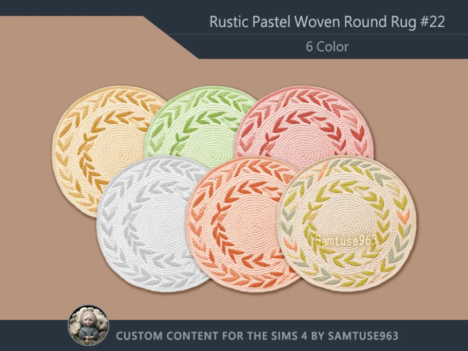 Rustic Pastel Woven Round Dance Rug #22 Samtuse963