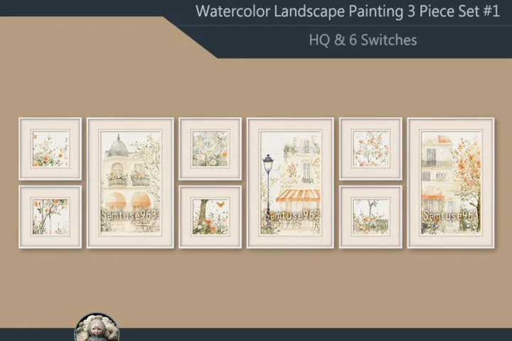 HQ Watercolor Landscape Painting 3 Piece Set #1 Sellable Extra F Samtuse963