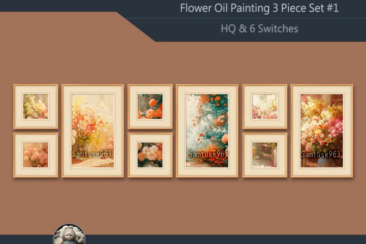 HQ Flower Oil Painting 3 Piece Set #1 Sellable Extra F Samtuse963