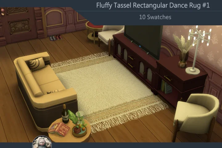 Fluffy Tassel Rectangular Dance Rug #1 Samtuse963