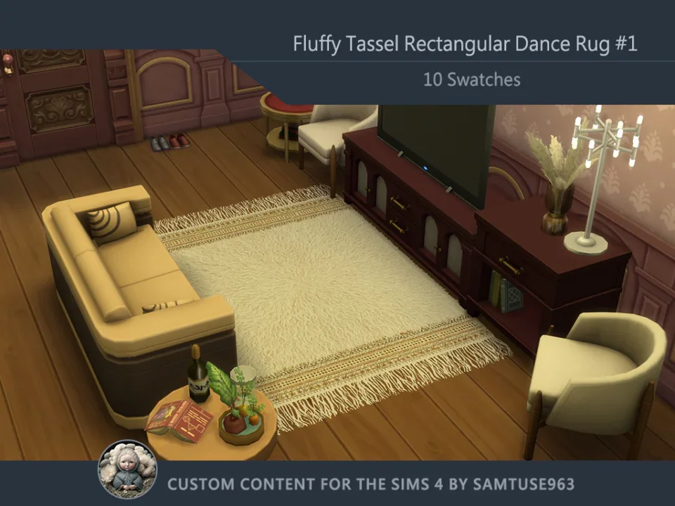 Fluffy Tassel Rectangular Dance Rug #1 Samtuse963