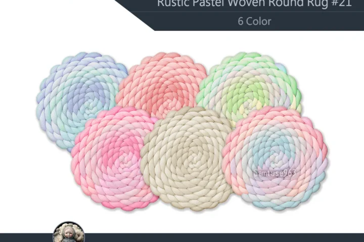 Rustic Pastel Woven Round Dance Rug #21 Samtuse963