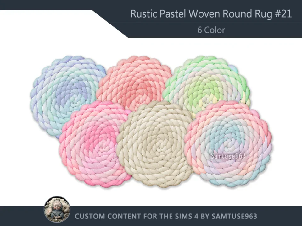Rustic Pastel Woven Round Dance Rug #21 Samtuse963
