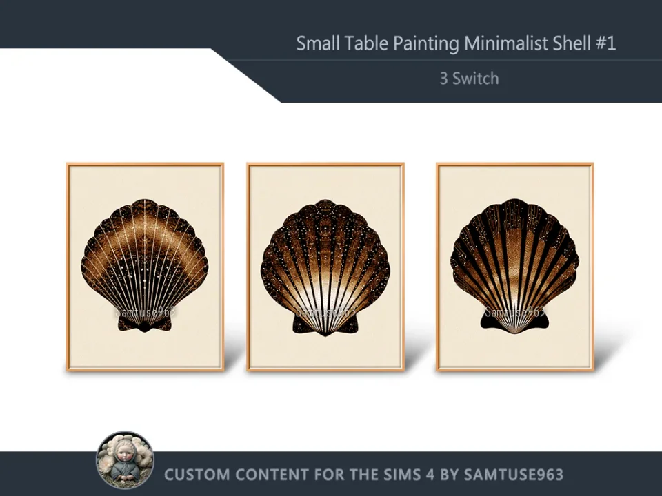 Small Table Painting Minimalist Shell #1 Samtuse963