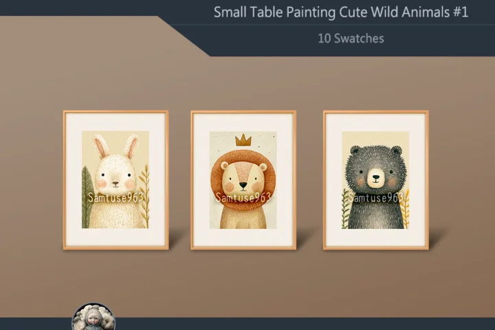Small Table Painting Cute Wild Animals #1 Samtuse963