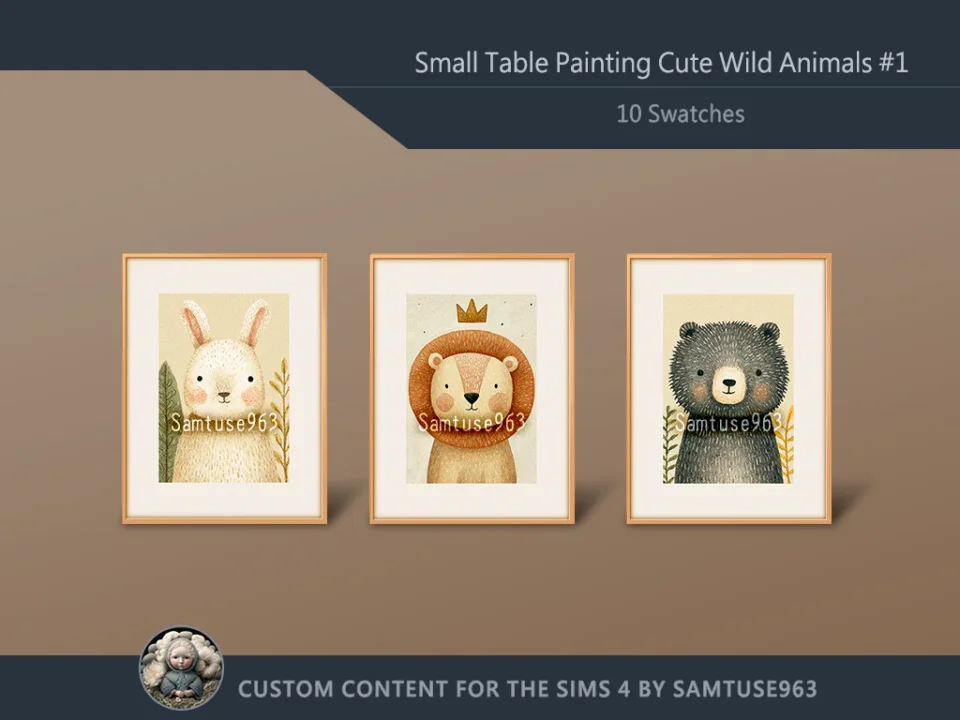 Small Table Painting Cute Wild Animals #1 Samtuse963