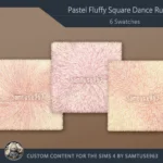 Pastel Fluffy Square Dance Rug #7 Samtuse963