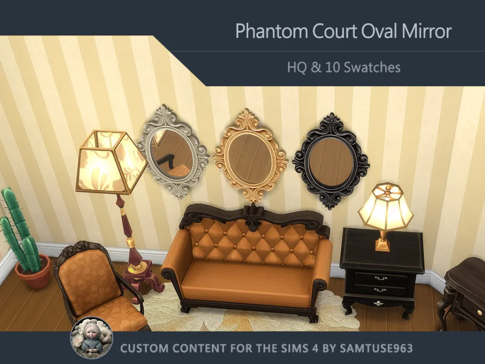 HQ Samtuse963 Phantom Court Oval Mirror