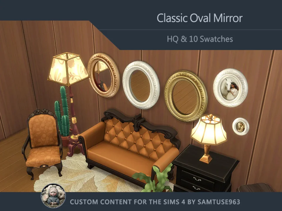 HQ Samtuse963 Classic Oval Mirror