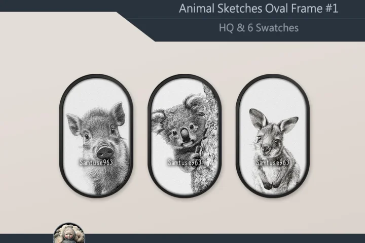 Animal Sketches Oval Frame #1 Sellable Samtuse963