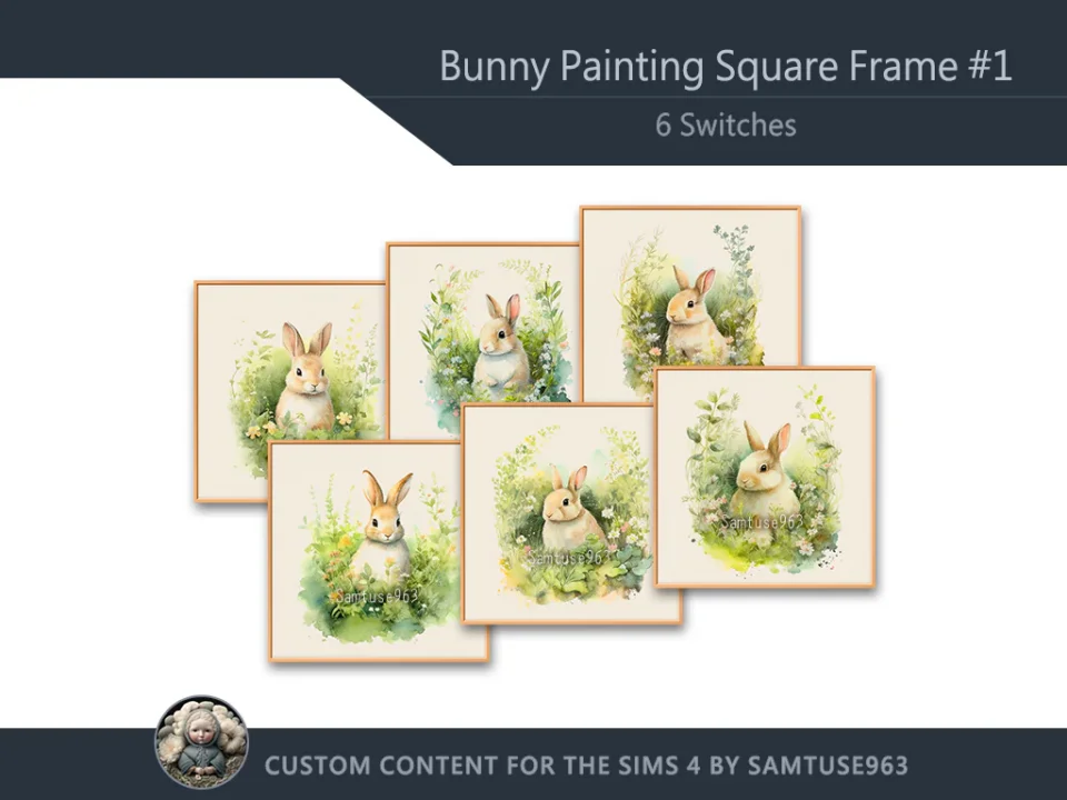 Bunny Painting Square Frame #1 Samtuse963