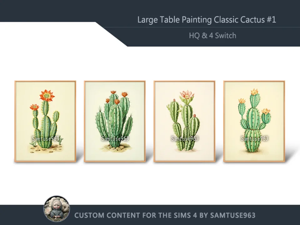 HQ Large Table Painting Classic Cactus #1