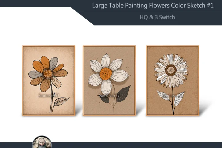 HQ Large Table Painting Flowers Color Sketch #1