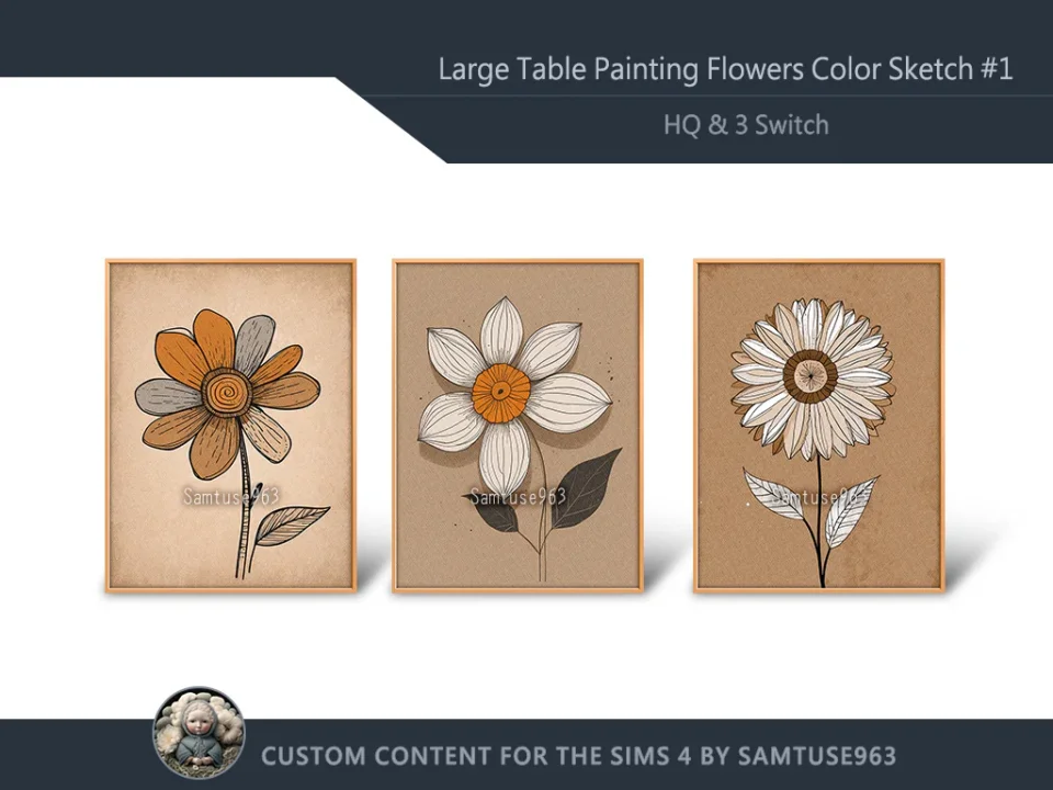 HQ Large Table Painting Flowers Color Sketch #1