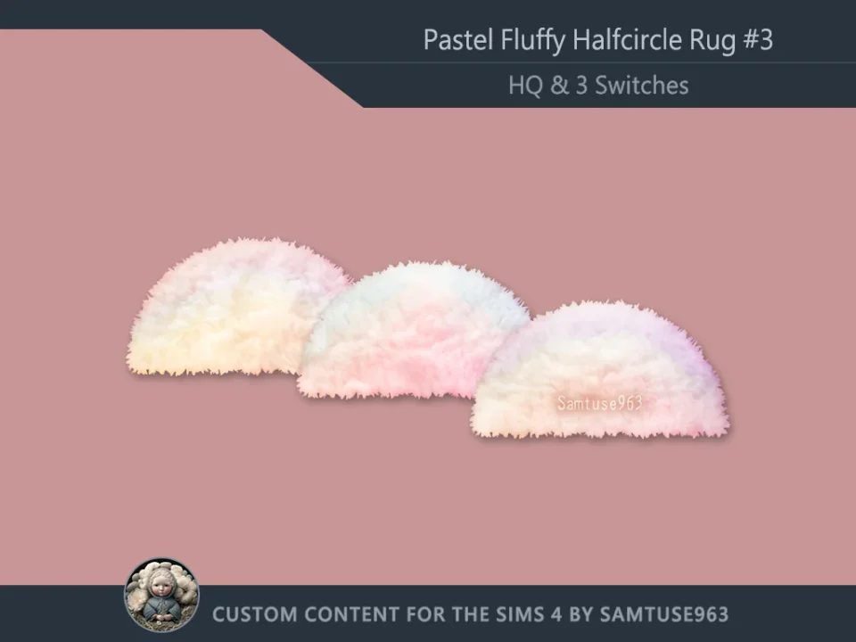 HQ Pastel Fluffy Half Circle Dance Rug #3 Samtuse963