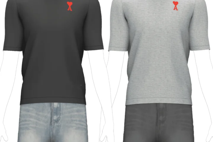 Fifthscreations - AMI Paris T-Shirt - Men - CAS Clothing - Maxis Match CC