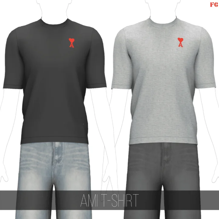Fifthscreations - AMI Paris T-Shirt - Men - CAS Clothing - Maxis Match CC