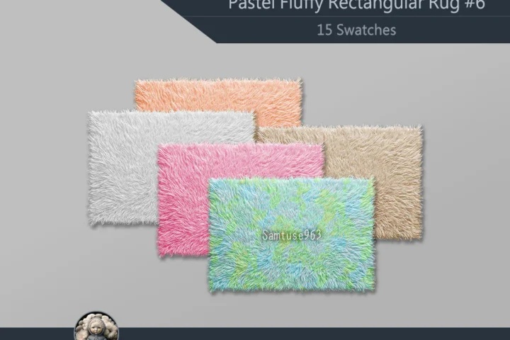 Pastel Fluffy Rectangular Dance Rug #6 Samtuse963