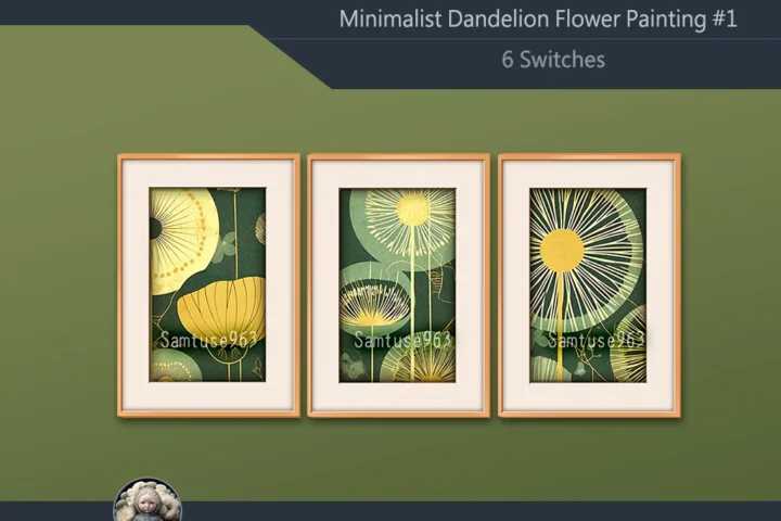 Minimalist Dandelion Flower Painting #1 Sellable Extra A Samtuse963