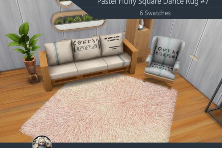 Pastel Fluffy Square Dance Rug #7 Samtuse963