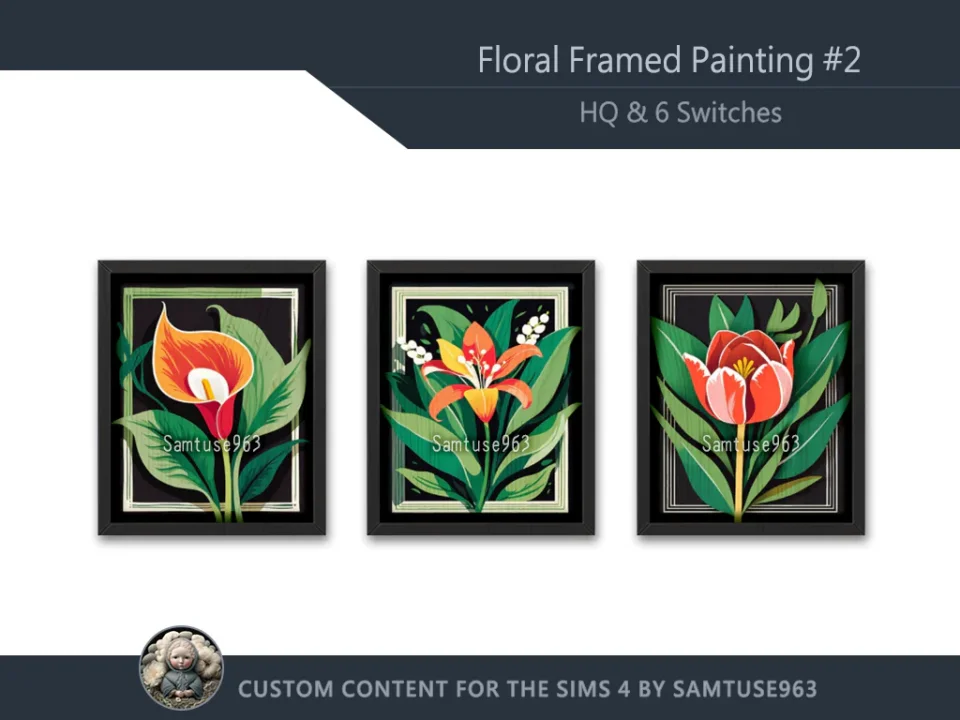 HQ Floral Framed Painting #2 Samtuse963
