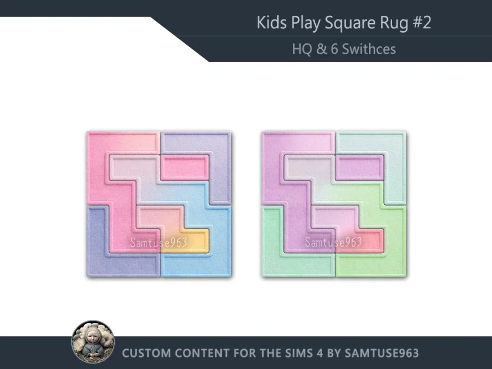 HQ Kids Play Square Dance Rug #2 Samtuse963