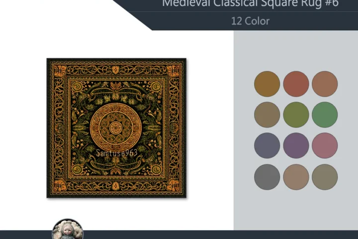 Medieval Classical Square Dance Rug #6 Samtuse963