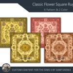 Classic Flower Square Dance Rug #4 Samtuse963