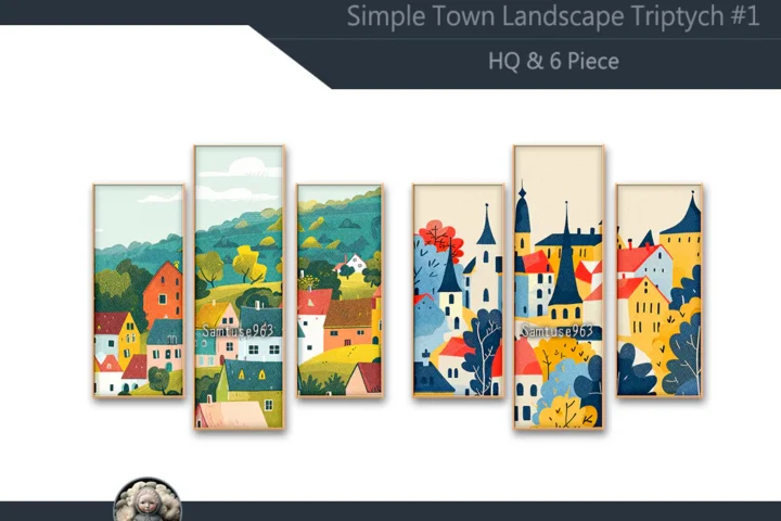 HQ Simple Town Landscape Triptych #1 Sellable Extra B Samtuse963
