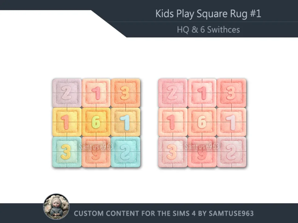 HQ Kids Play Square Dance Rug #1 Samtuse963
