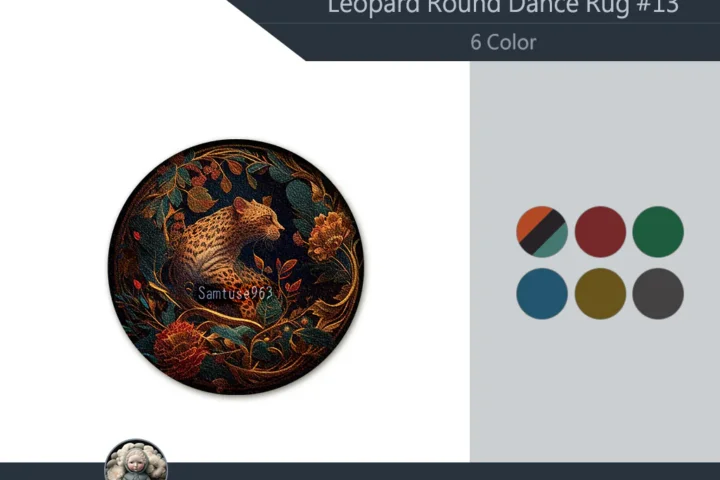 Leopard Round Dance Rug #13 Samtuse963