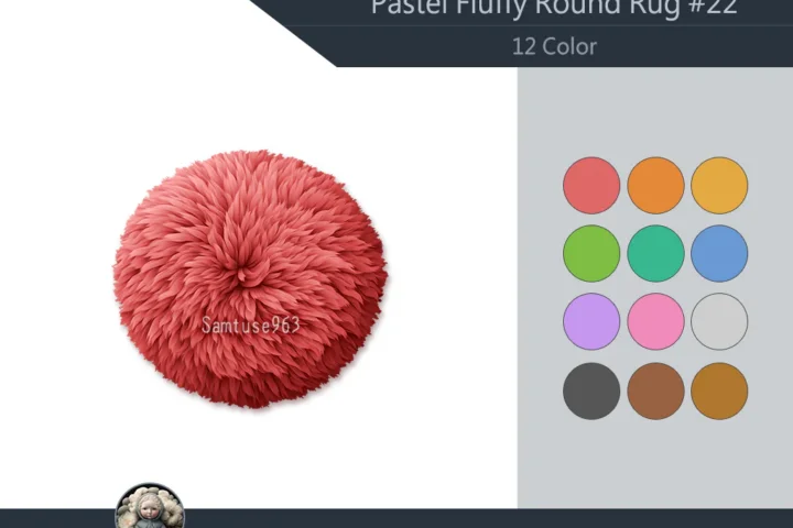 Pastel Fluffy Round Dance Rug #22 Samtuse963