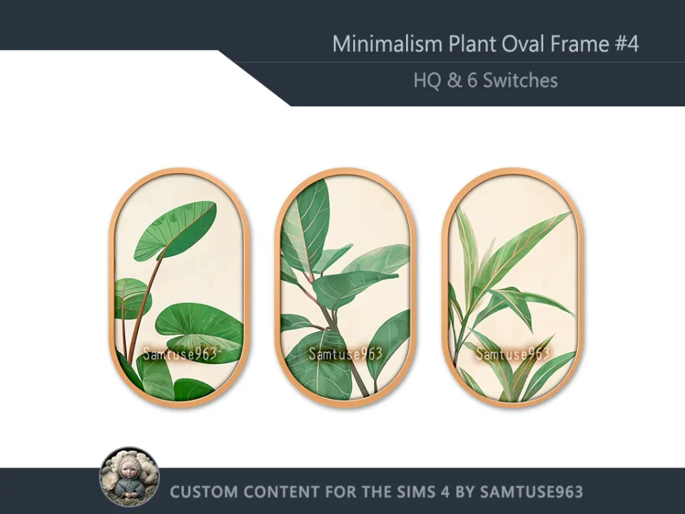 HQ Minimalist Plant Oval Frame #4 Samtuse963