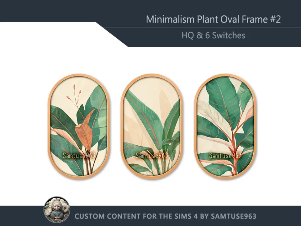 HQ Minimalist Plant Oval Frame #2 Samtuse963