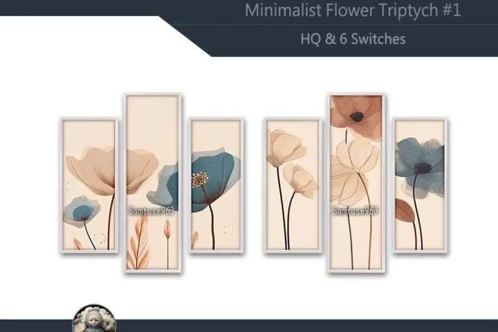 HQ Minimalist Flower Triptych #1 Sellable Extra B Samtuse963