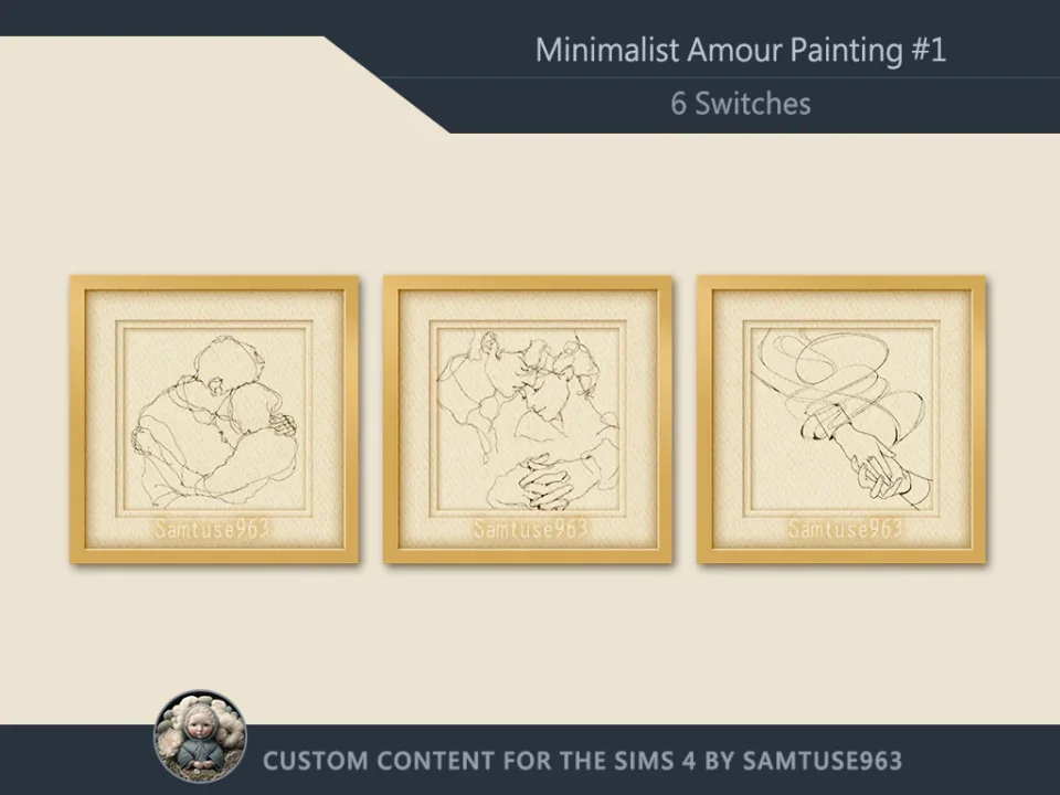 Minimalist Amour Square Painting #1 Sellable Extra C Samtuse963