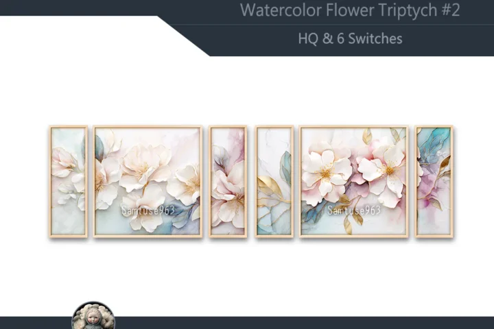 HQ Watercolor Flower Triptych #2 Sellable Extra E Samtuse963