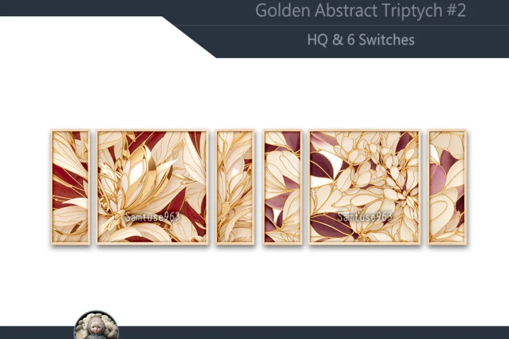 HQ Golden Abstract Triptych #3 Sellable Extra E Samtuse963