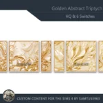 HQ Golden Abstract Triptych #2 Sellable Extra E Samtuse963