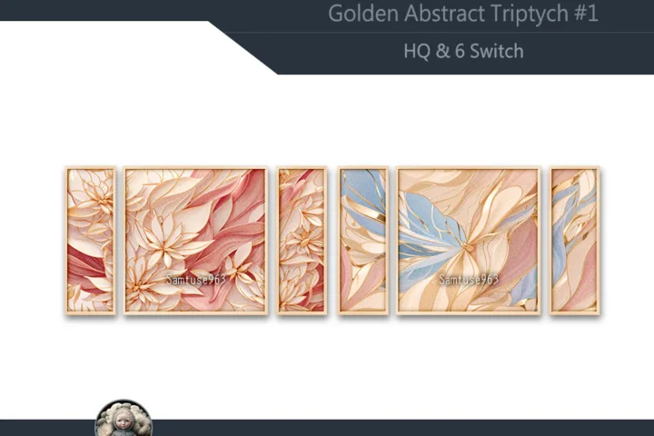 HQ Golden Abstract Triptych #1 Sellable Extra E Samtuse963