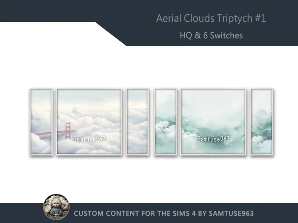 HQ Aerial Clouds Triptych #1 Sellable Extra E Samtuse963