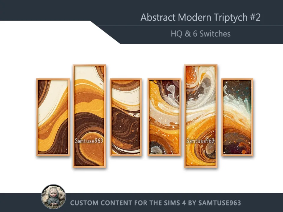 HQ Abstract Modern Triptych #2 Sellable Extra B Samtuse963