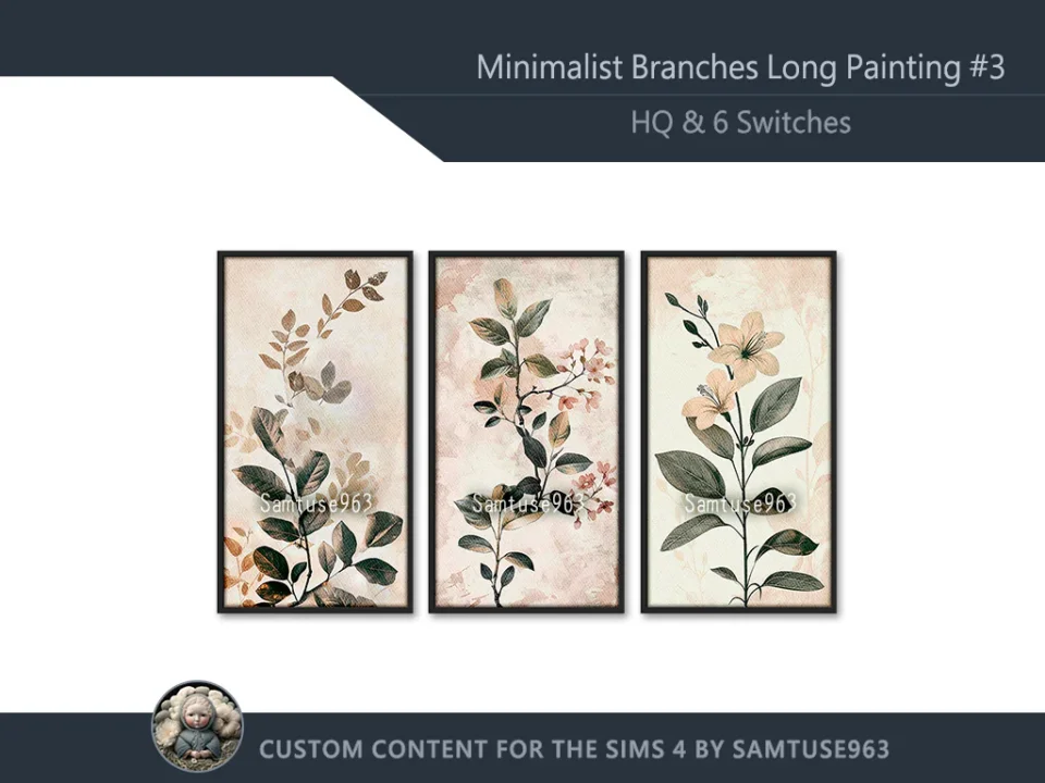 HQ Minimalist Branches Long Painting #3 Sellable Extra D Samtuse963