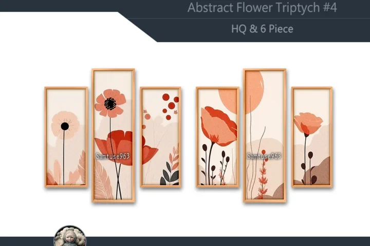 HQ Abstract Flower Triptych #4 Sellable Extra B Samtuse963