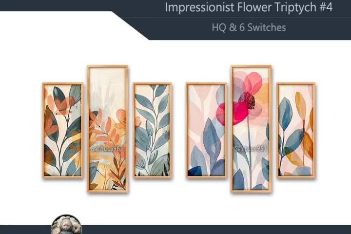 HQ Impressionist Flower Triptych #4 Sellable Extra B Samtuse963