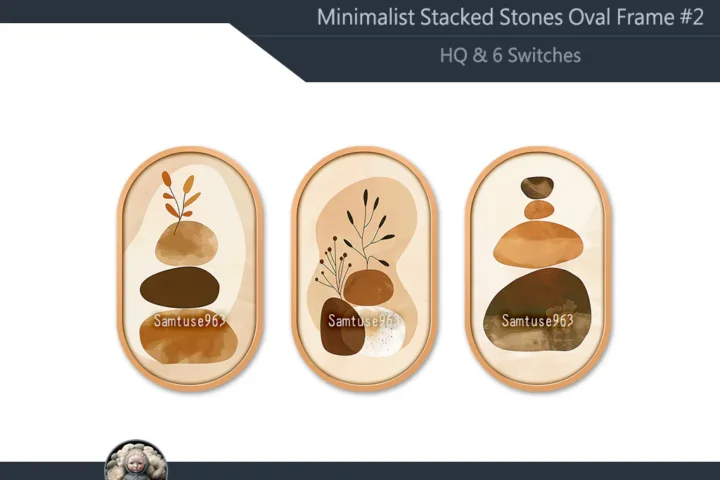 HQ Minimalism Stacked Stones Oval Frame #2 Samtuse963