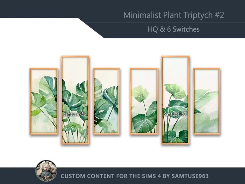 HQ Minimalist Plant Triptych #2 Sellable Extra B Samtuse963