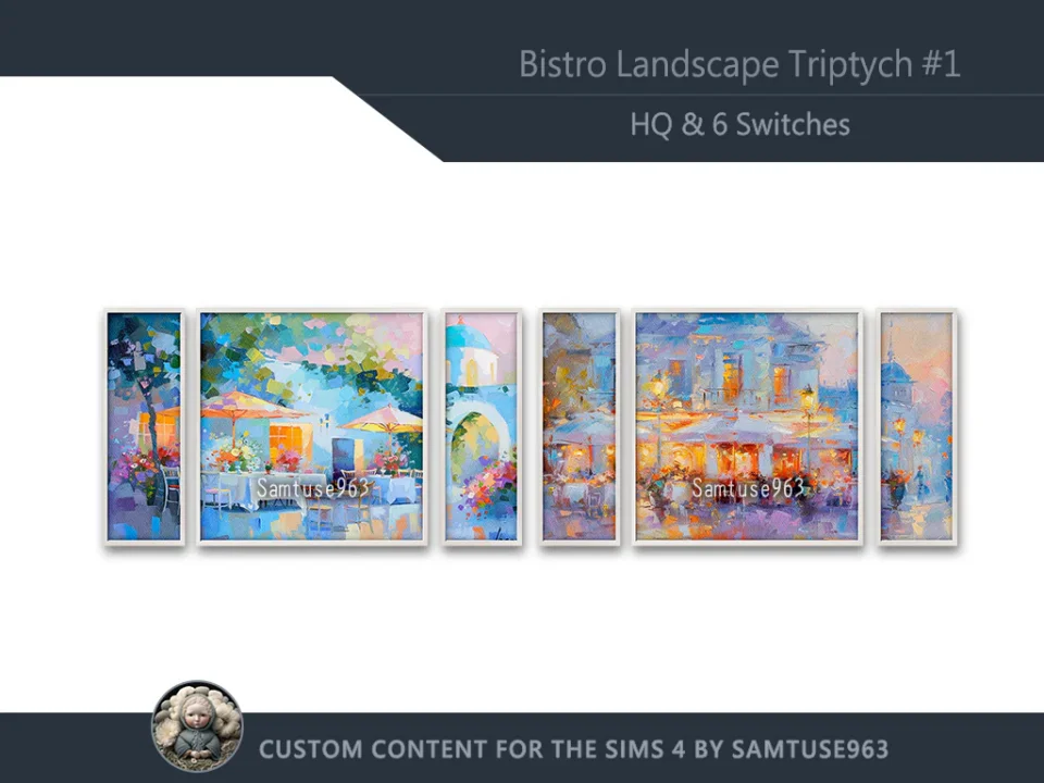 HQ Bistro Landscape Triptych #1 Extra E Samtuse963